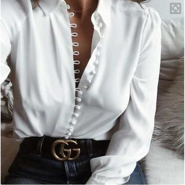 Weisse bluse - elegante damen button-up-shirt