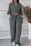 2-teilige leinen-lounge-kombination - lässiger look für damen