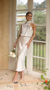 Satin halterneck kleid - elegantes abendkleid