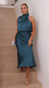 Satin halterneck kleid - elegante abendrobe