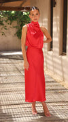 Satin halterneck kleid - elegantes abendkleid