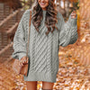 Oversized gstricktes Kleid – Damen-Pulloverkleid mit Zopfmuster