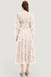 Damen blumenkleid - schickes beiges sommeroutfit