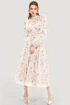 Damen blumenkleid - schickes beiges sommeroutfit