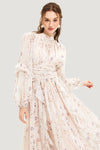 Damen blumenkleid - schickes beiges sommeroutfit