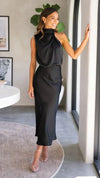 Satin halterneck kleid - elegantes abendkleid