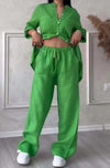 2-teilige leinen-lounge-kombination - lässiger look für damen