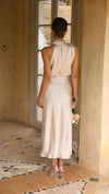 Satin halterneck kleid - elegante abendrobe