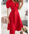 Midi wickelkleid - stilvolles grünes kleid mit bindegürtel