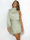 Satin-ein-schulter-kleid - elegante abendmode für damen