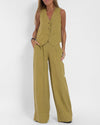 2-teilige leinenweite hose & weste - stilvolle damen sommer-outfit