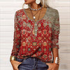 Rote damen langarm oberteil mit muster - bohemian stil shirt