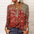 Rote damen langarm oberteil mit muster - bohemian stil shirt