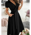 Midi wickelkleid - stilvolles grünes kleid mit bindegürtel