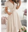 Midi wickelkleid - stilvolles grünes kleid mit bindegürtel