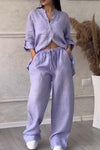 2-teilige leinen-lounge-kombination - lässiger look für damen