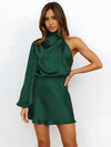 Satin-ein-schulter-kleid - elegante abendmode für damen