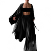 3-teilige ensemble - schickes crop-top, rock und kimono