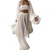 3-teilige ensemble - schickes crop-top, rock und kimono
