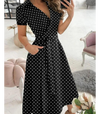 Midi wickelkleid - stilvolles grünes kleid mit bindegürtel