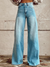 Weite jeans - stylische hochgeschnittene damen-denimhosen