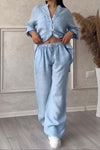 2-teilige leinen-lounge-kombination - lässiger look für damen