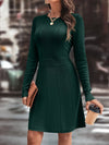 Chic gestricktes kleid - dunkelbraunes damen langarmkleid