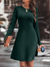 Chic gestricktes kleid - dunkelbraunes damen langarmkleid