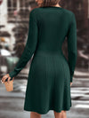 Chic gestricktes kleid - dunkelbraunes damen langarmkleid