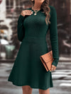 Chic gestricktes kleid - dunkelbraunes damen langarmkleid
