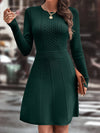 Chic gestricktes kleid - dunkelbraunes damen langarmkleid