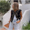 Schwarze bestickte weste - elegante ärmelose jacke für damen
