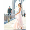 Rosa abendkleid mit feinen spitzen-details - elegantes maxikleid