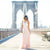 Rosa abendkleid mit feinen spitzen-details - elegantes maxikleid