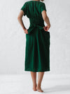 Leinen wickelkleid mit gürtel - elegantes midi-kleid für damen
