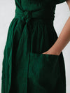 Leinen wickelkleid mit gürtel - elegantes midi-kleid für damen