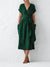 Leinen wickelkleid mit gürtel - elegantes midi-kleid für damen