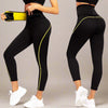 Thermo leggings - hochgeschnittene schwarze damen-fitnesshosen mit gelber akzentlinie
