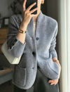 Dame's gestrickte cardigan - stilvoller struktur-button-up-stil