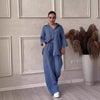 2-teilige leinen-lounge-kombination - lässiger look für damen