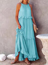 Maxikleid - elegante sommerrobe für damen mit rüschendetails