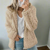 Teddy-Fleece-Mantel mit Kapuze für Damen – weicher Wintermantel mit Reissverschluss