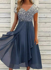 Chiffon abendkleid - floral verziertes damenkleid