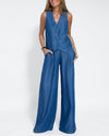 2-teilige leinenweite hose & weste - stilvolle damen sommer-outfit