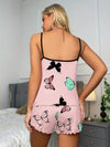 Schmetterlingsdruck 2-teilige damen-pyjama-set - charmante und gemütliche schlafbekleidung