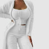 2-teilige loungewear kombination - flauschige damen cardigan und crop top outfit