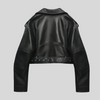 Leder cropped bikerjacke - elegante schwarze damenjacke mit gürtel