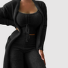 2-teilige loungewear kombination - flauschige damen cardigan und crop top outfit