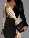 Abendkleid - schickes schwarzes und goldenes wickelkleid für damen