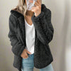 Teddy-Fleece-Mantel mit Kapuze für Damen – weicher Wintermantel mit Reissverschluss